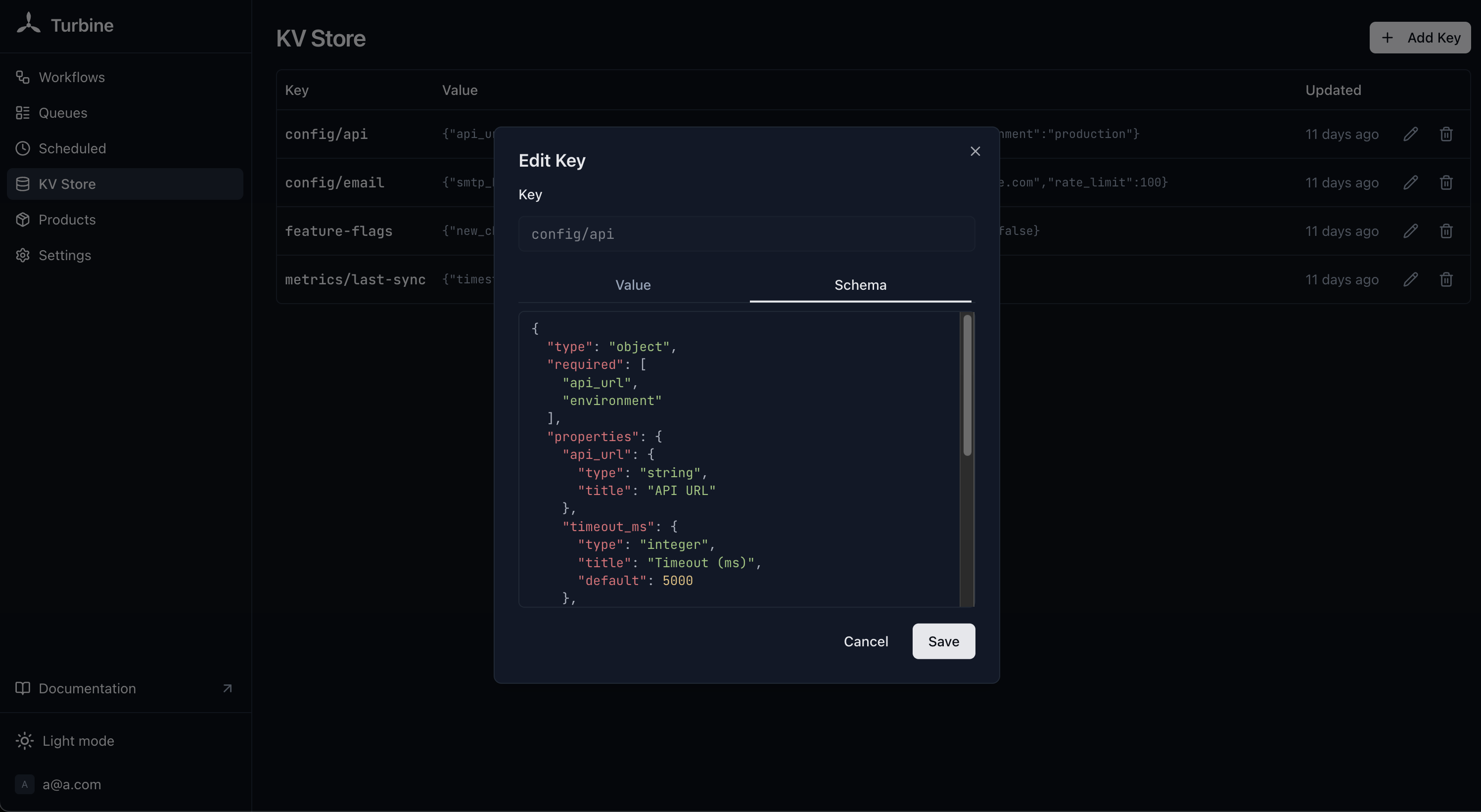Edit key schema